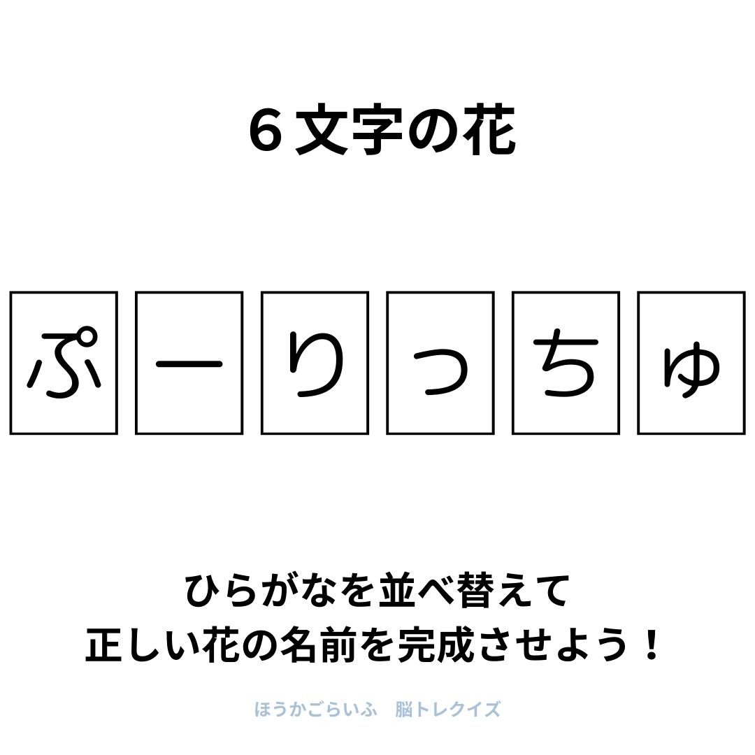 高齢者向け（無料）言葉の並び替えで脳トレしよう！文字（ひらがな）を並び替える簡単なゲーム【花の名前】健康寿命を延ばす鍵